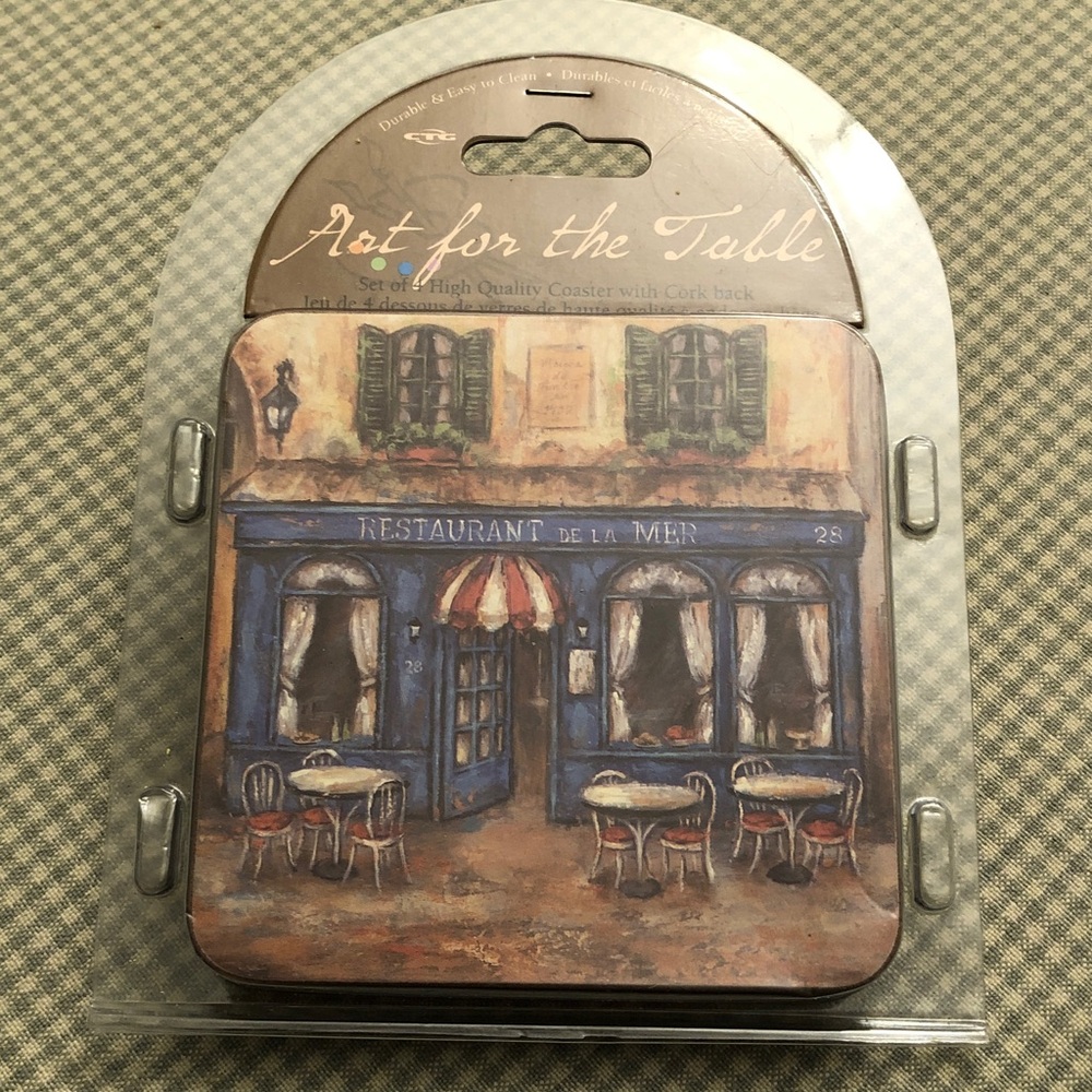 NWOT Sealed Set of 4 “Art for the Table” RESTAURANT CorkBacked Paris Scene #1287